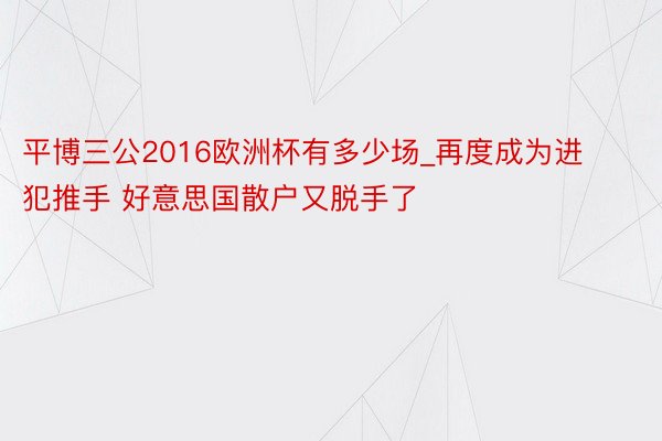 平博三公2016欧洲杯有多少场_再度成为进犯推手 好意思国散户又脱手了